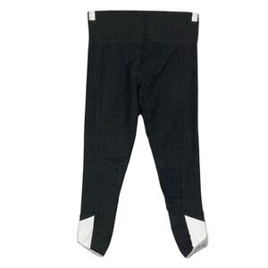 Nwt LIQUID ENERGY Leggings XS Charcoal Grey White Crop Curve-Hem Inside-Pocket